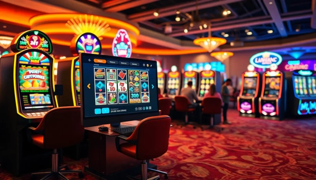 Pacanele online Spania showcases vibrant slot machines with jackpot wins in a luxurious casino atmosphere.