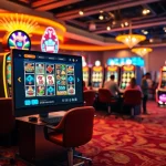 Pacanele online Spania showcases vibrant slot machines with jackpot wins in a luxurious casino atmosphere.