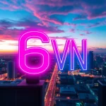 Experience the energy of 69 VN in a dynamic neon cityscape artwork.