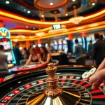 Experience the thrill of TT 88 at a lively roulette table surrounded by eager gamblers.