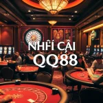 Experience the thrill of NHÀ CÁI QQ88 with intense poker gameplay surrounded by vibrant casino elements.