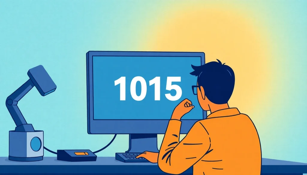 Resolving MMOOBET's Error 1015 message, user examining computer screen confusion.