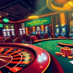 Exciting game bài đổi thưởng scene featuring players at a poker table with vibrant chips and cards.