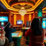 Engage in BẮN CÁ fish shooting fun at a lively casino with dynamic gaming tables and engaged players.