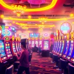 Explore exhilarating slot gacor experiences with colorful slot machines and vibrant casino vibes